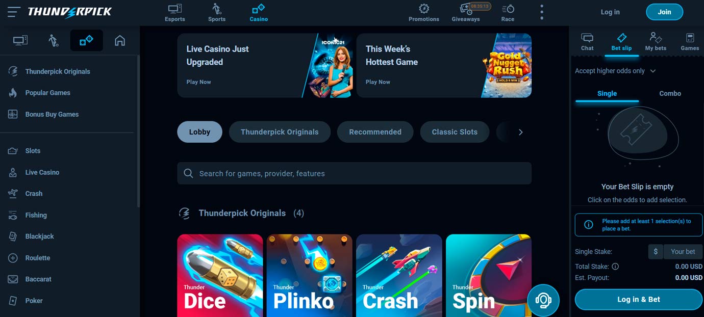 Thunderpick online casino games